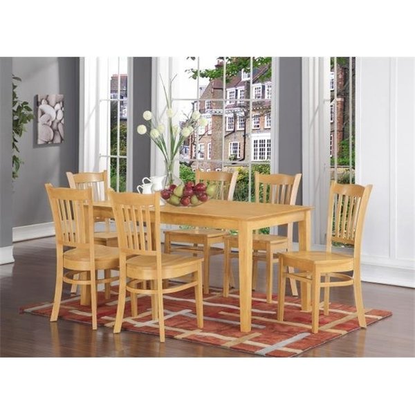 East West Furniture East West Furniture CAGR6-OAK-W 6 Piece Kitchen Table With Bench Set- Dining Table and 4 Kitchen Chairs and Bench CAGR6-OAK-W